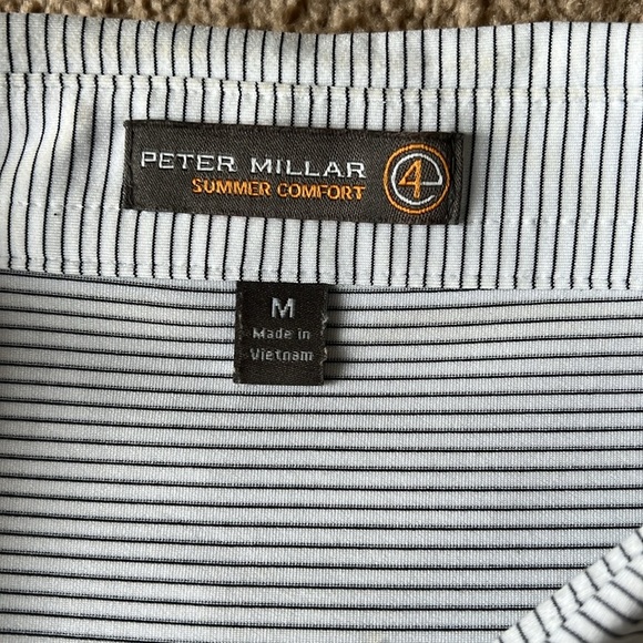 Peter Millar Crown Sport Summer Comfort  White Black Stripe Polo Golf Shirt (B3) - Picture 3 of 8